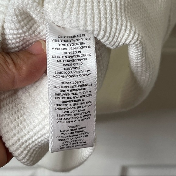 Michael Kors 100% Cotton Long Sleeve Ribbed Pullover 1/4 Zip Sweater White Large - Picture 3 of 7